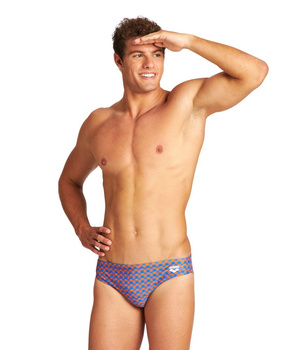 Kąpielówki slipy męskie Arena Men's Fundamentals Allover Brief Royal Multi