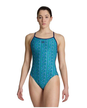 Strój kąpielowy damski Arena Women's Starfish Swimsuit Lace Back Navy Tueruoise Multi